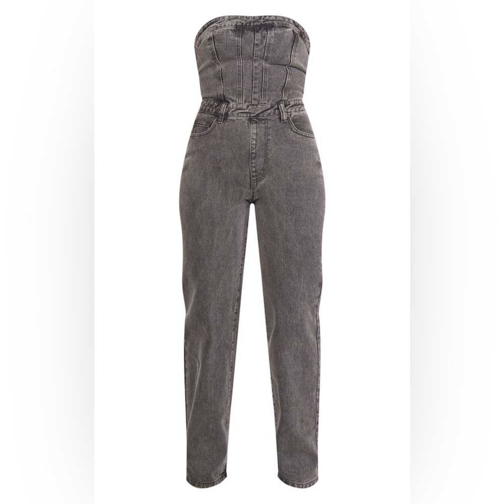 PrettyLittleThing Strapless Denim Jumpsuit – Size US 6